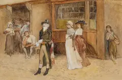 Constantin Guys, A Street Scene, Watercolour on paper