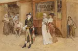 Constantin Guys, A Street Scene, Watercolour on paper
