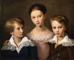 Carl Wilhelm Tischbein, A Portrait of Three Siblings, Oil on canvas (relined)