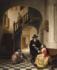 Basile de Loose, Pleasant News, Oil on panel