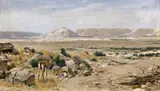 Richard Friese, South African Landscape with Springboks, Oil on canvas