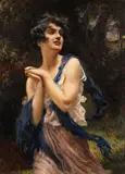 Leopold Schmutzler, A Young Woman with a blue Scarf