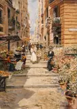 Attilio Pratella, The Chiaia Steps in Naples (I gradoni di Chiaia), Oil on panel