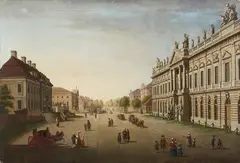 Johann Georg Rosenberg, A View Between the Palace and Unten den Linden with the Zeughaus, Crown Prince's Palace and Opera, Oil on canvas (relined) Signed and dated lower right: J. Rosenberg pinxit