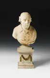 German School early 19th century, An early 19th century marble bust of King Frederick II of Prussia., Carved in the round.. With minor wear. Loosely set onto a later associated marble socle