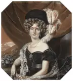 Franz Krüger, A Portrait of Louise Castellane-Norante, Duchess of Pourtalès, Black chalk, highlighted in white, on paper