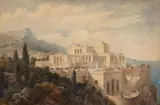 Hermann Ziller, A Study after Schinkel's Design for a Palace in Crimea, Watercolour