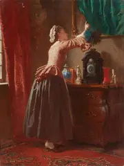 Curiosity by Wilhelm Amberg, Oil on canvas, sold May 2015