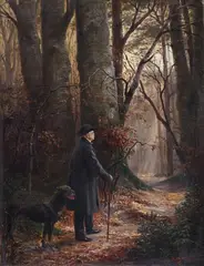 Carl Röhling, Bismarck with his Pet Mastiff in Sachsenwald, Oil on canvas
