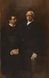 Koppay, Bismarck and his Doctor Scherzinger, Oil on fibreboard (backed with wood)