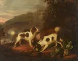 Adriaen Cornelisz Beeldemaker, Landscape with Hunting Dogs, Oil on canvas (relined)