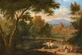 Adriaen Fransz. Boudewijns, An Italianate Landscape with Travellers and a Rider, Oil on panel