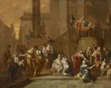 German School 18th century, Let the Little Children Come to Me Christ Healing the Paralytic
