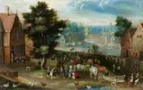 Cartwright and Cart by Flemish School 17th century, Oil on copper, sold Mar 2015