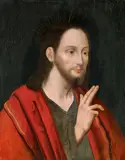 Flemish School 16th century, Christ Blessing, Oil on panel (parquetted)