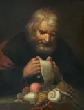 Flemish School, 2nd half 17th century, A Gentleman Reading with a Shell Still Life, Oil on panel