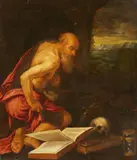 Flemish School ca. 1700, Saint Jerome in the Wilderness, Oil on panel