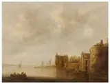 A River Landscape by follower of Jan van Goyen, Oil on panel, offered Mar 2015