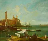 The Lagoon of Venice by follower of Francesco Guardi, Oil on canvas (relined), sold Mar 2015