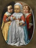 Portrait of Three Children by Dutch School 2nd quarter 17th century, Oil on canvas (relined), offered Mar 2015