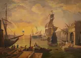 Italian School 18th century, View of a Harbour
