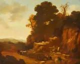 Netherlandish School ca. 1700, Landscape with Quarry, Oil on canvas, relined