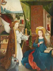 Probably South German School ca. 1500, The Annunciation, Oil on panel (partially parquetted)