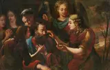 Tobit Healing his Father with Fish Gall by Probably Hispano-Portuguese School 17th century, Oil on canvas, offered Mar 2015