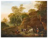 called Pascha Johann Friedrich Weitsch, A Wooded Landscape with Shepherds, Oil on copper