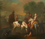 An Elegant Hawking Party by in the manner of Philips Wouwerman, Oil on panel, offered Mar 2015