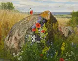 Carl Frederik Aagaard, Wildflowers by a Cornfield, Oil on canvas
