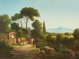 Albert Arnz, View of the Bay of Naples, Oil on canvas (relined)
