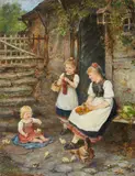 Ludwig Blume-Siebert, A Girl in Schwalmish Costume, Oil on panel