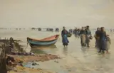 Jacques-Eugène Feyen, On the Beach, Oil on card