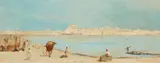 Richard Fuchs, View of a North African Harbour Town, Oil on panel