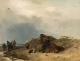 Carl Hilgers, Beach Scene with a Pipe Smoker