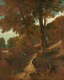 Charles Hoguet, Forest Landscape with Shepherds, Oil on canvas (relined)