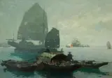 Erich Kips, A View of the Harbour of Hong Kong, Oil on card