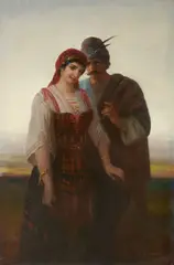 Theodor Köppen, A Romany Couple, Oil on canvas