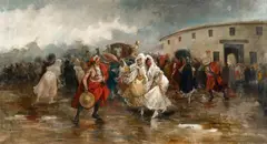 The Plaza de Toros by Lucas Velázquez, Oil on canvas, offered Mar 2015