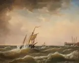 Albert de Marees, Sailing Ships in Rough Seas, Oil on canvas