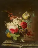Maria Margaretha van Os, A Vase of Flowers on a Marble Ledge, Oil on canvas
