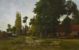 Léon Richet, Landscape with a Farmstead, Oil on canvas