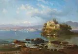 Pieter Francis Peters, View of the Lago Maggiore with the Island of San Giovanni, Oil on canvas