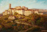 View of an Italian Village (Pitigliano, Tuscany?) by Otto Eduard Pippel, Oil on canvas, offered Mar 2015