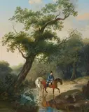 Johann Gottlieb Rost, Landscape with a Rider, Oil on panel
