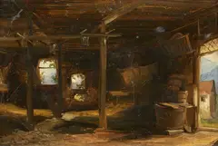Interior of a Stable by Caspar Scheuren, Oil on paper, mounted on canvas, offered Mar 2015