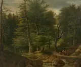 Karl Ludwig Seeger, A Wooded Landscape with a Peasant Family, Oil on panel