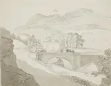 German School 19th century, Southern Landscape with a Bridge