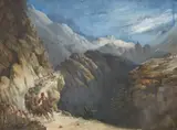 English School 19th century, Accident with a Post Carriage on a Mountain Path